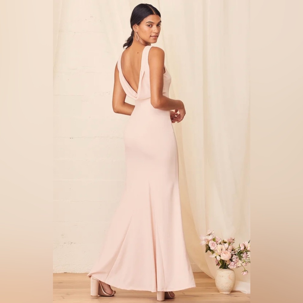 Lulus Call My Name Blush Pink Backless, Draped   Maxi Dress